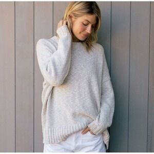 Jenni Kayne Cruise Cocoon Crewneck Sweater Natural Cream Tan Sz 2X Cotton Linen